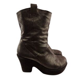 Kork-Ease Avis Platform Boots Womens 10 Metallic Bronze Brown Mid Calf Modern